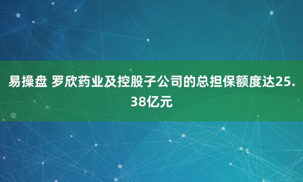 易操盘 罗欣药业及控股子公司的总担保额度达25.38亿元