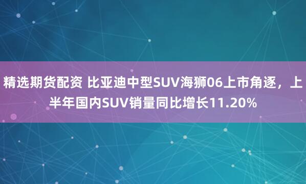 精选期货配资 比亚迪中型SUV海狮06上市角逐，上半年国内SUV销量同比增长11.20%